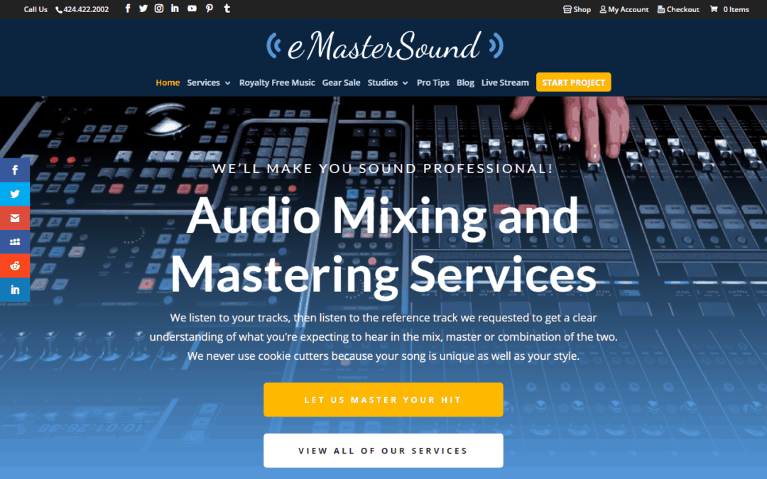 eMasterSound Audio Engineer WordPress Website Design