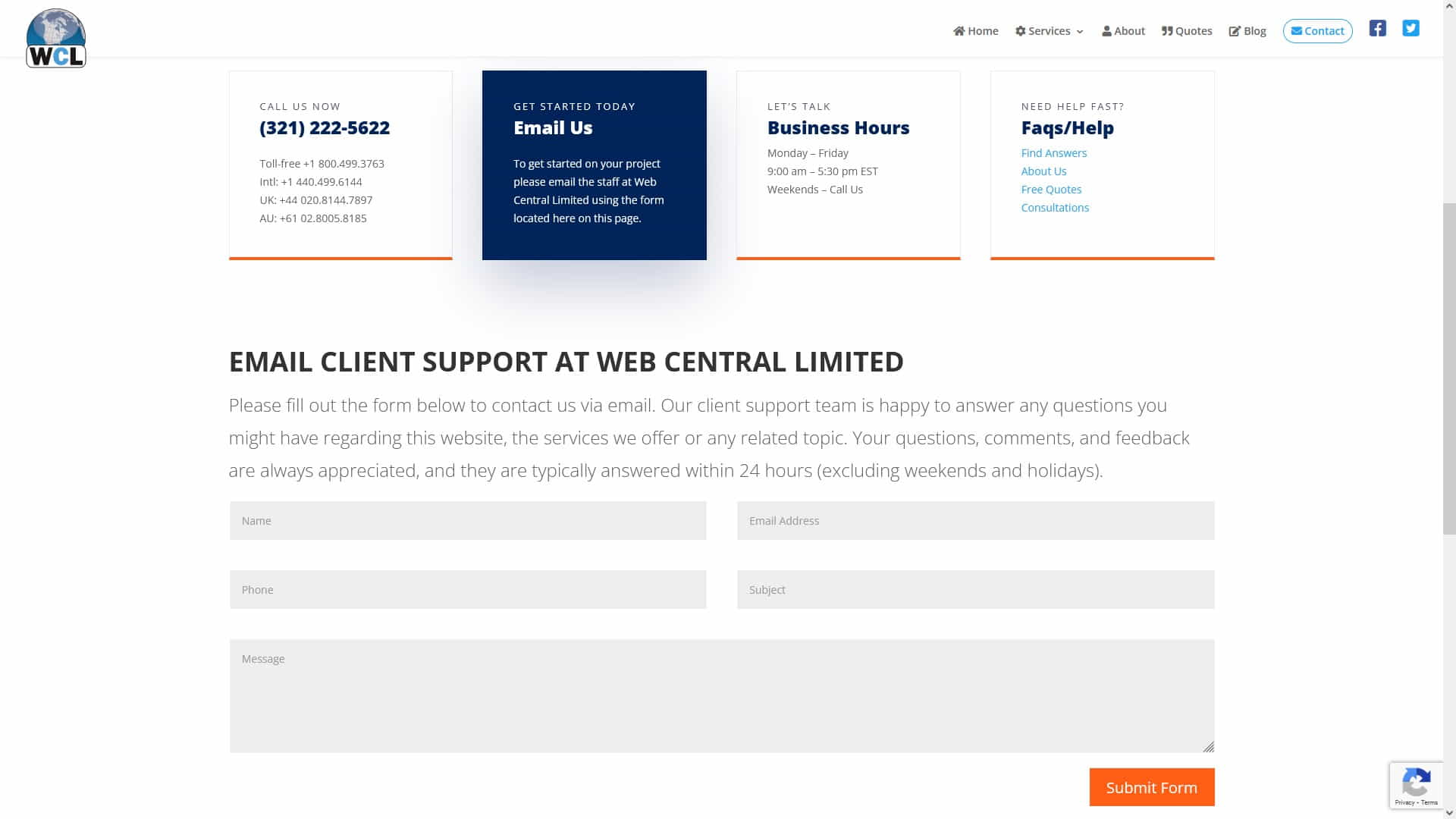 Web Central Limited Client Support Page Web Central Limited Client Support Page