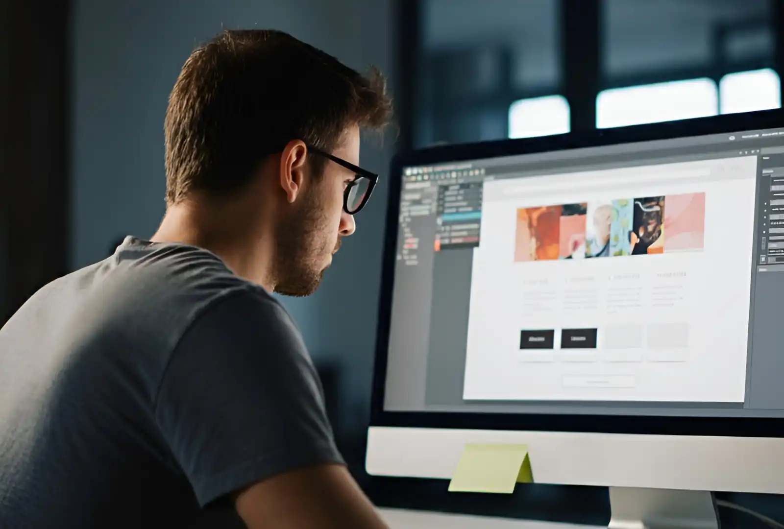 Web Designer Creating One Page Website Design Web Designer Creating a One Page Website Design